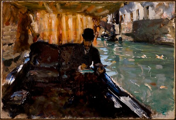 Ramón Subercaseaux in a Gondola, John Singer Sargent (American, Florence 1856–1925 London), Oil on canvas, American 