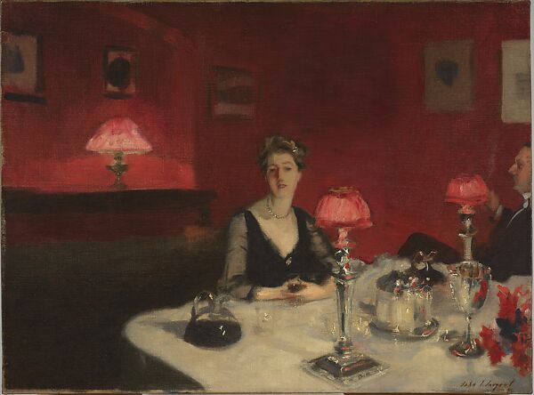 A Dinner Table at Night, John Singer Sargent (American, Florence 1856–1925 London), Oil on canvas , American 