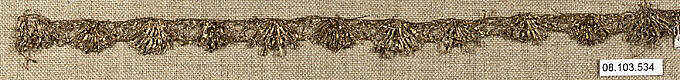 Piece, Metal thread, bobbin lace, French 