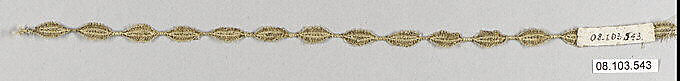 Galloon, Cotton and metal thread, French 