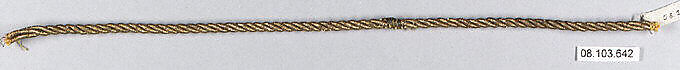 Cord, Metal thread, probably European 