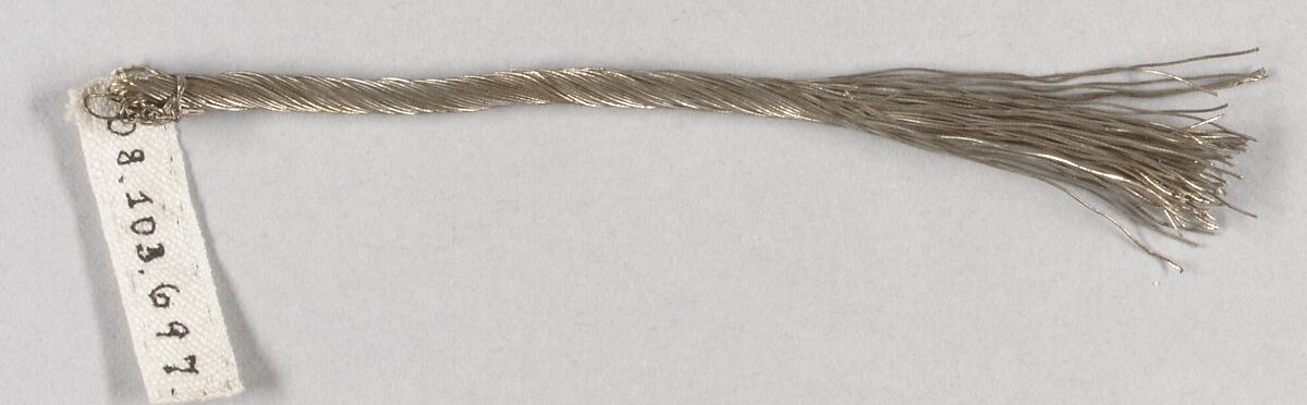 Cord, Tinsel and metal thread, probably European