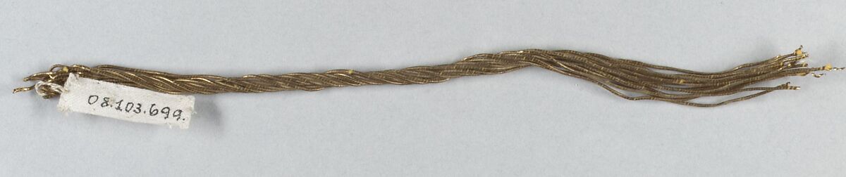 Cord, Tinsel and metal thread, probably European