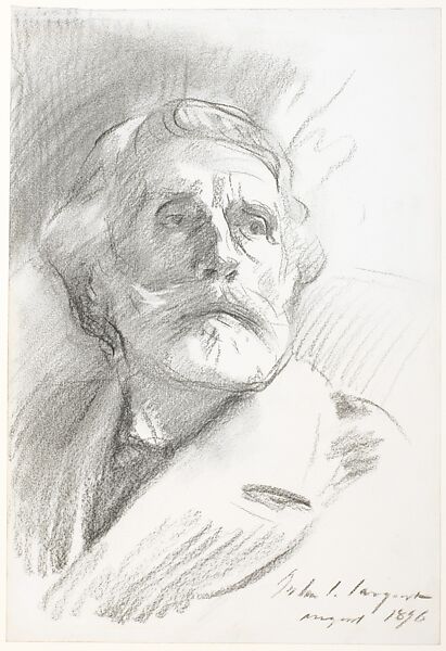 George Meredith, OM, John Singer Sargent (American, Florence 1856–1925 London), Charcoal on paper, American 