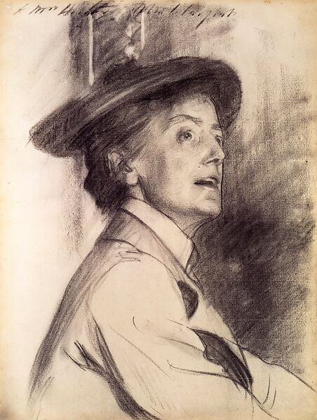 Dame Ethel Mary Smyth, John Singer Sargent (American, Florence 1856–1925 London), Charcoal on paper, American 