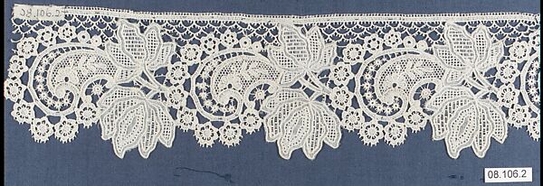 Fragment, Machine made lace, Italian 