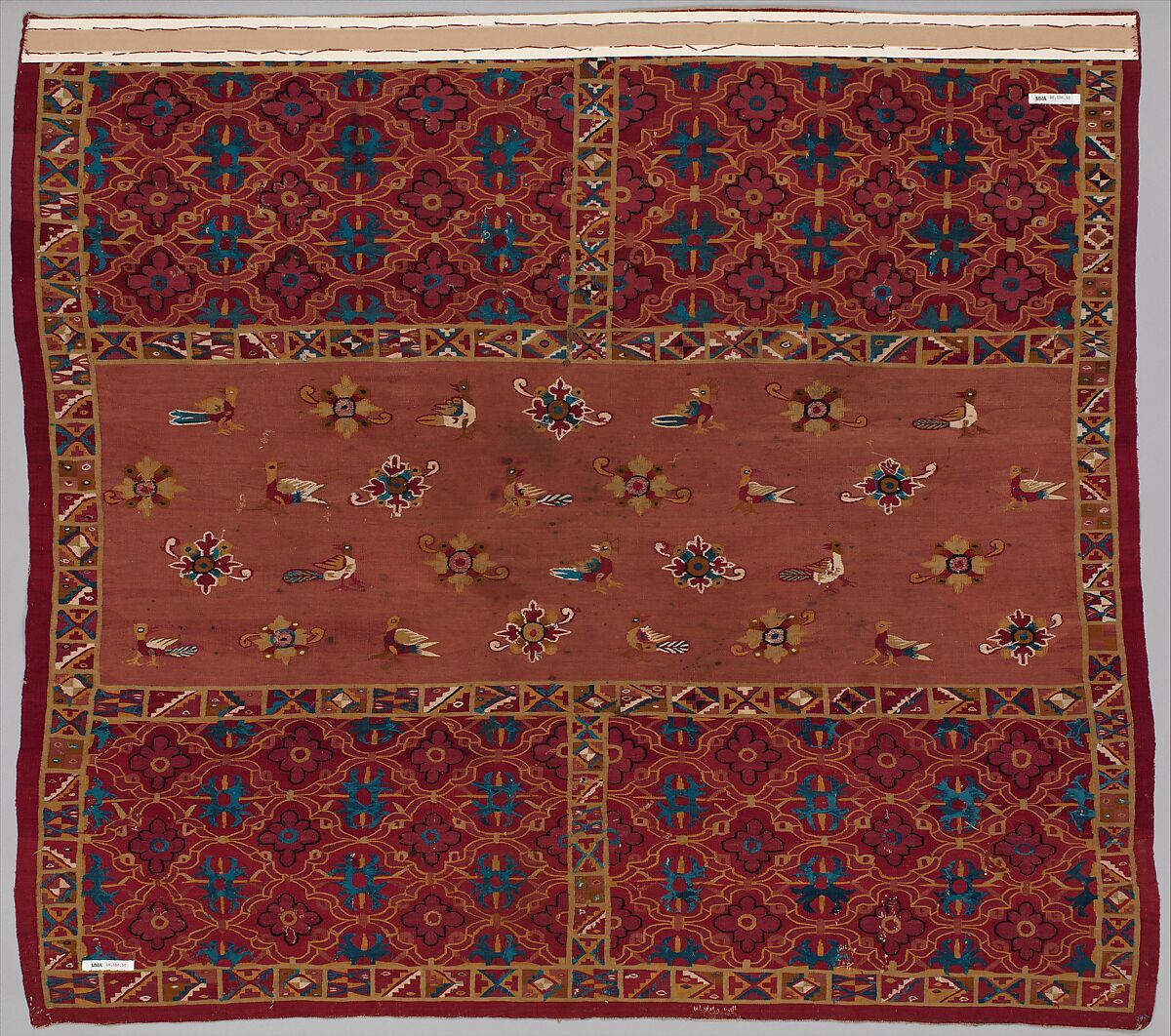 Woman's wedding mantle (lliclla) with interlace and tocapu design, Tapestry weave, cotton warp and camelid weft, Peruvian