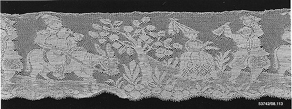 Fragment, Machine made lace, Italian 