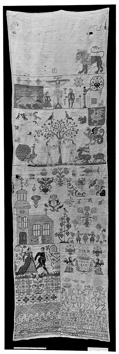 Sampler, Silk on linen, German 