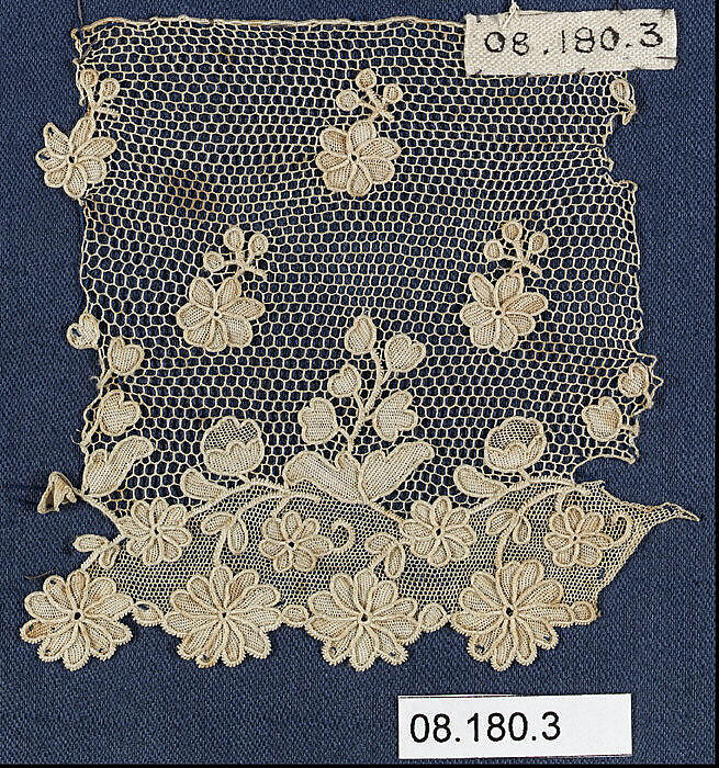 Fragment, Needle lace, imitation point d’Alençon, Austrian 