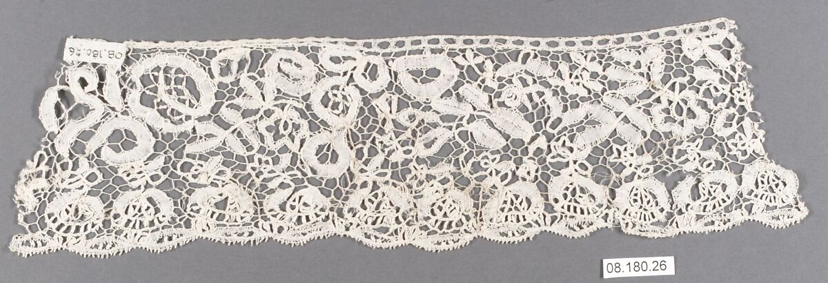 Fragment, Bobbin lace, British, Honiton 