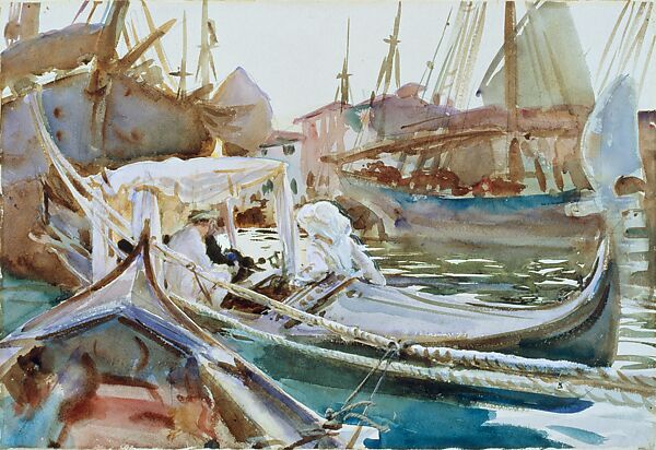 Sketching on the Giudecca, Venice, John Singer Sargent (American, Florence 1856–1925 London), Watercolor on paper, American 