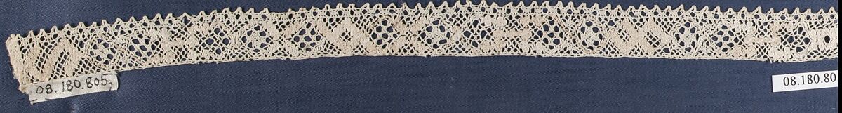 Fragment, Bobbin lace, British, Ripon