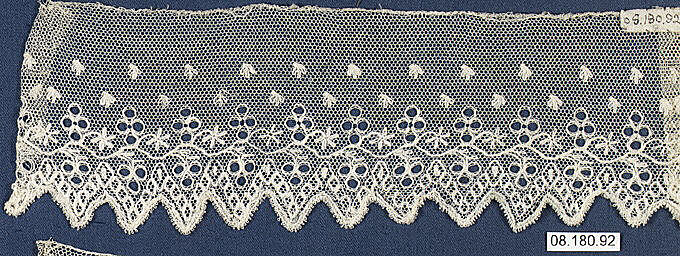 Fragment, Bobbin lace, British, Essex 
