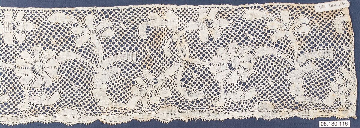 Fragment, Bobbin lace, Flemish, Bruges