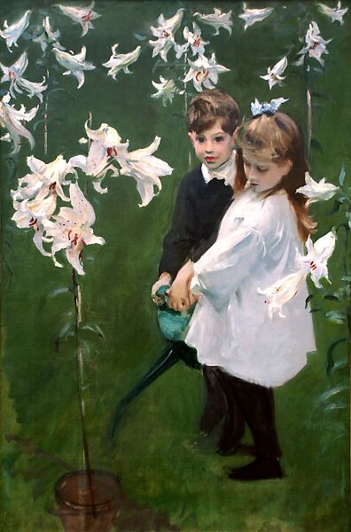 Garden Study of the Vickers Children, John Singer Sargent (American, Florence 1856–1925 London), Oil on canvas, American 