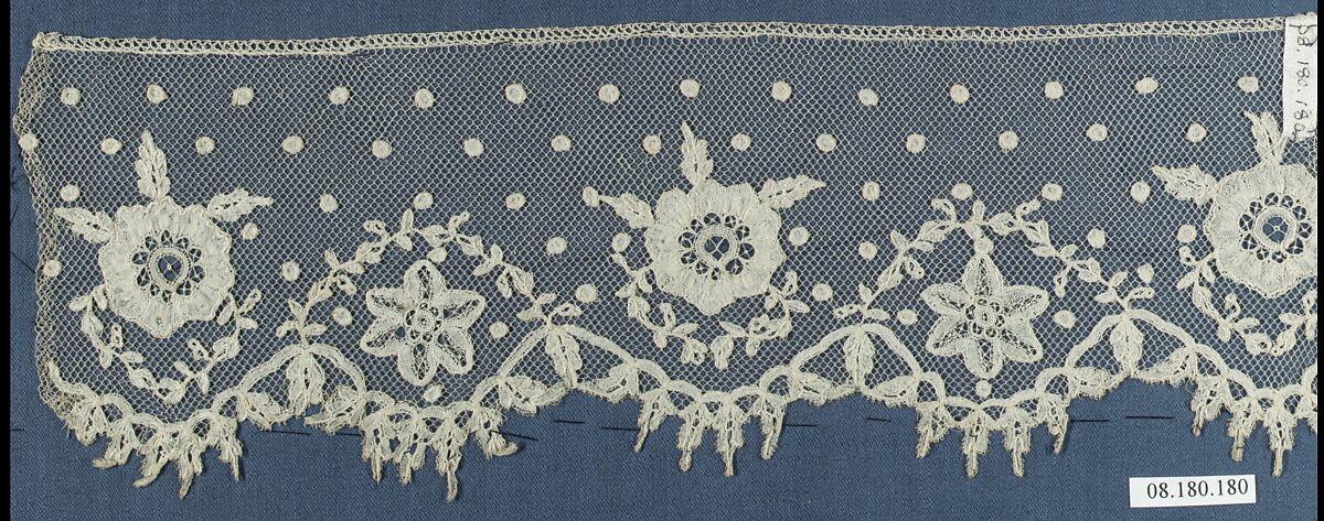 Fragment, Bobbin lace, Flemish, Brussels