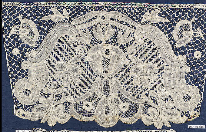 Fragment, Bobbin lace, point d'Angleterre, Flemish 