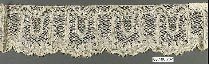 Fragment, Bobbin lace, French, Lille or Arras 