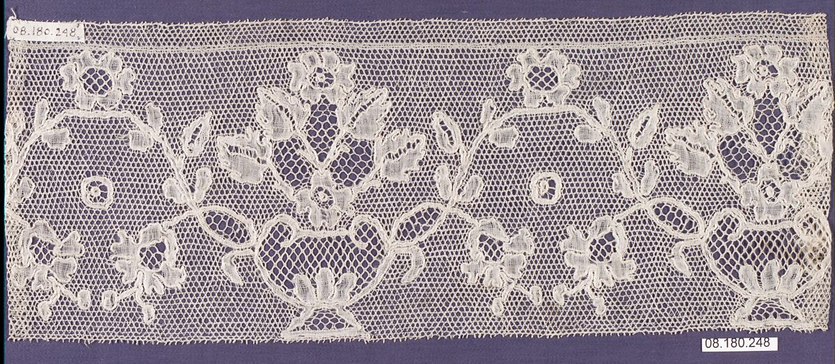 Fragment, Bobbin lace, Point de Paris, French