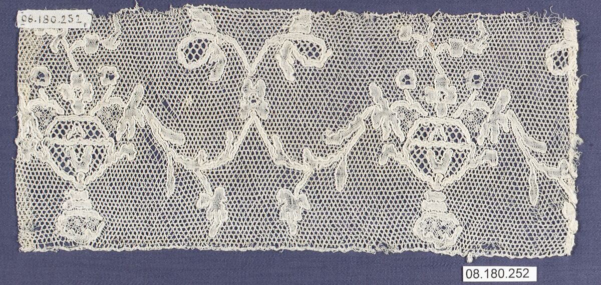 Fragment, Bobbin lace, Point de Paris, French