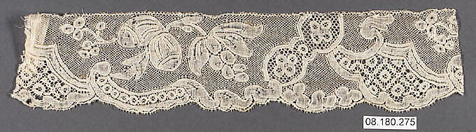 Fragment, Bobbin lace, possibly French 