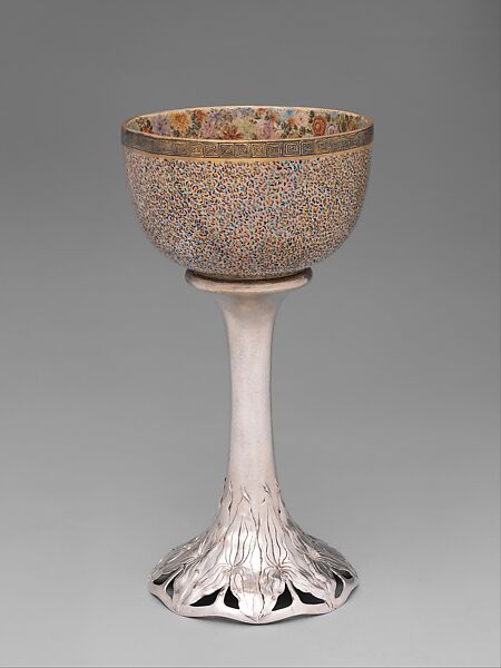 Goblet, Shreve &amp; Company, Silver and Satsuma ware ceramic, American 