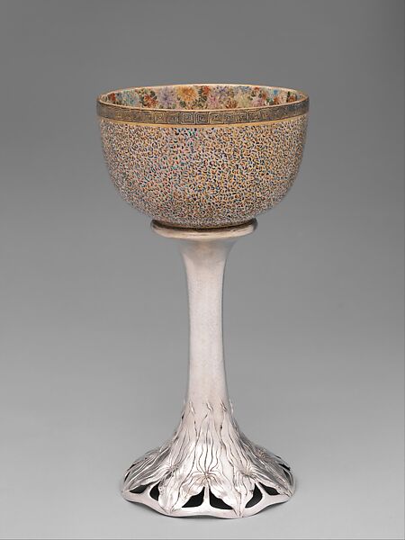 Goblet, Shreve &amp; Company, Silver and Satsuma ware ceramic, American