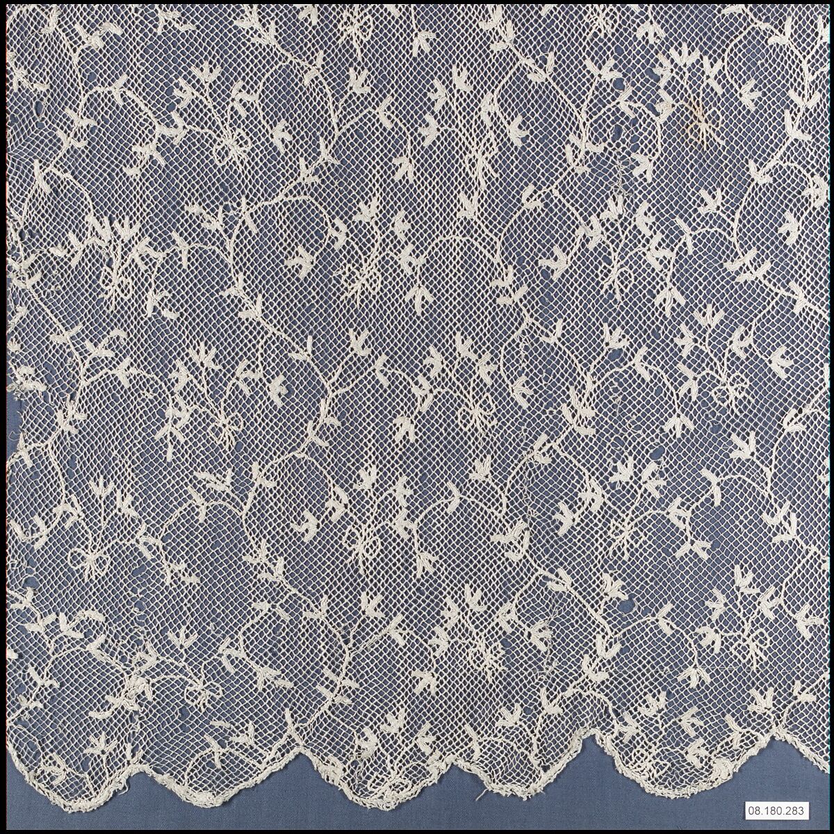 Fragment, Embroidered net, German or Swiss