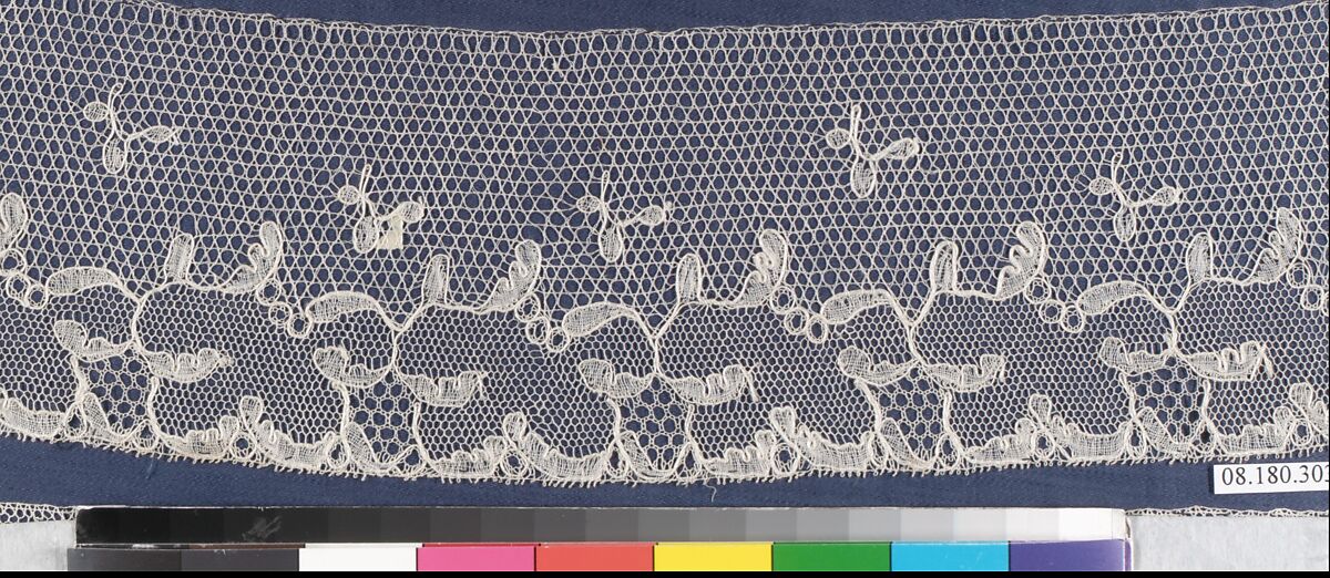 Fragment, Bobbin lace, Point de Paris, French, Cambrai