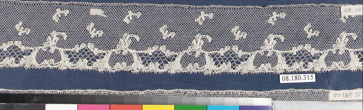 Fragment, Bobbin lace, French, Chantilly