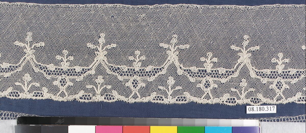 Fragment, Bobbin lace, French, Chantilly