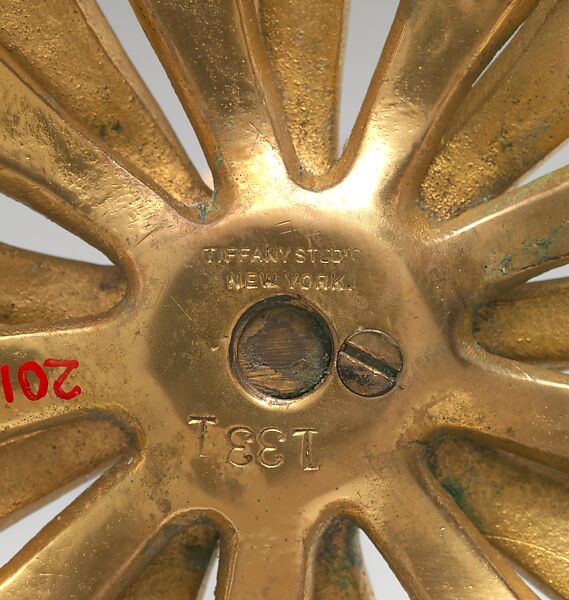 Saxifrage candlestick, Tiffany Studios (1902–32), Gilt bronze, American