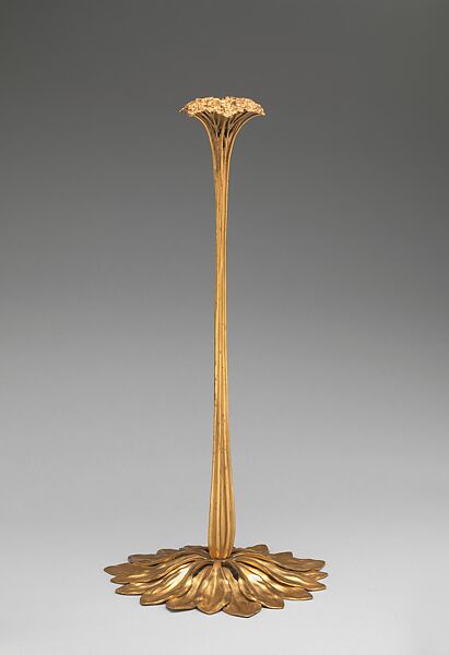 Saxifrage candlestick, Tiffany Studios (1902–32), Gilt bronze, American 