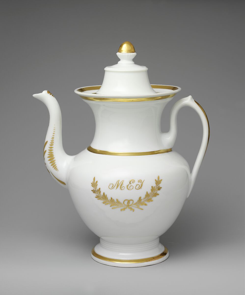 Coffeepot, Manufactured by Tucker Factory (1826–1838), Porcelain, American 