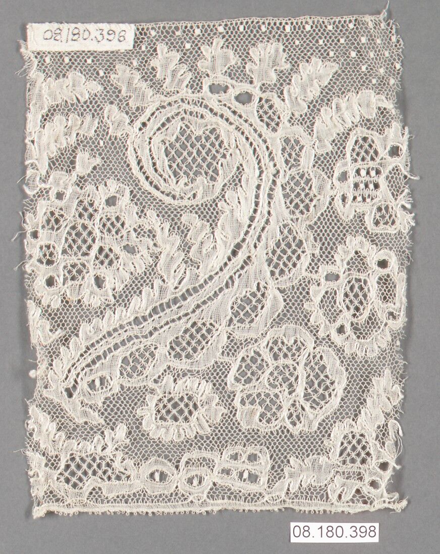 Fragment, Bobbin lace, Dutch, possibly Beveren