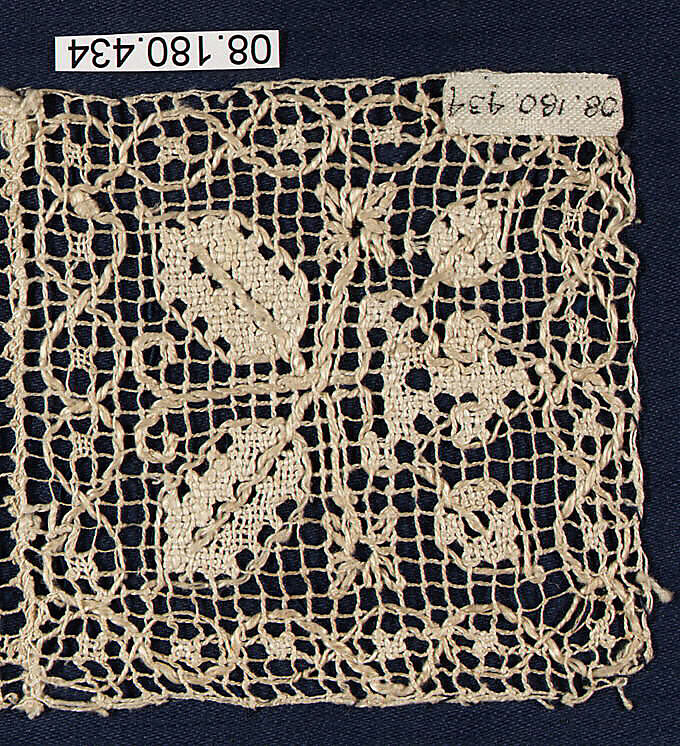 Square, Embroidered net, Italian 