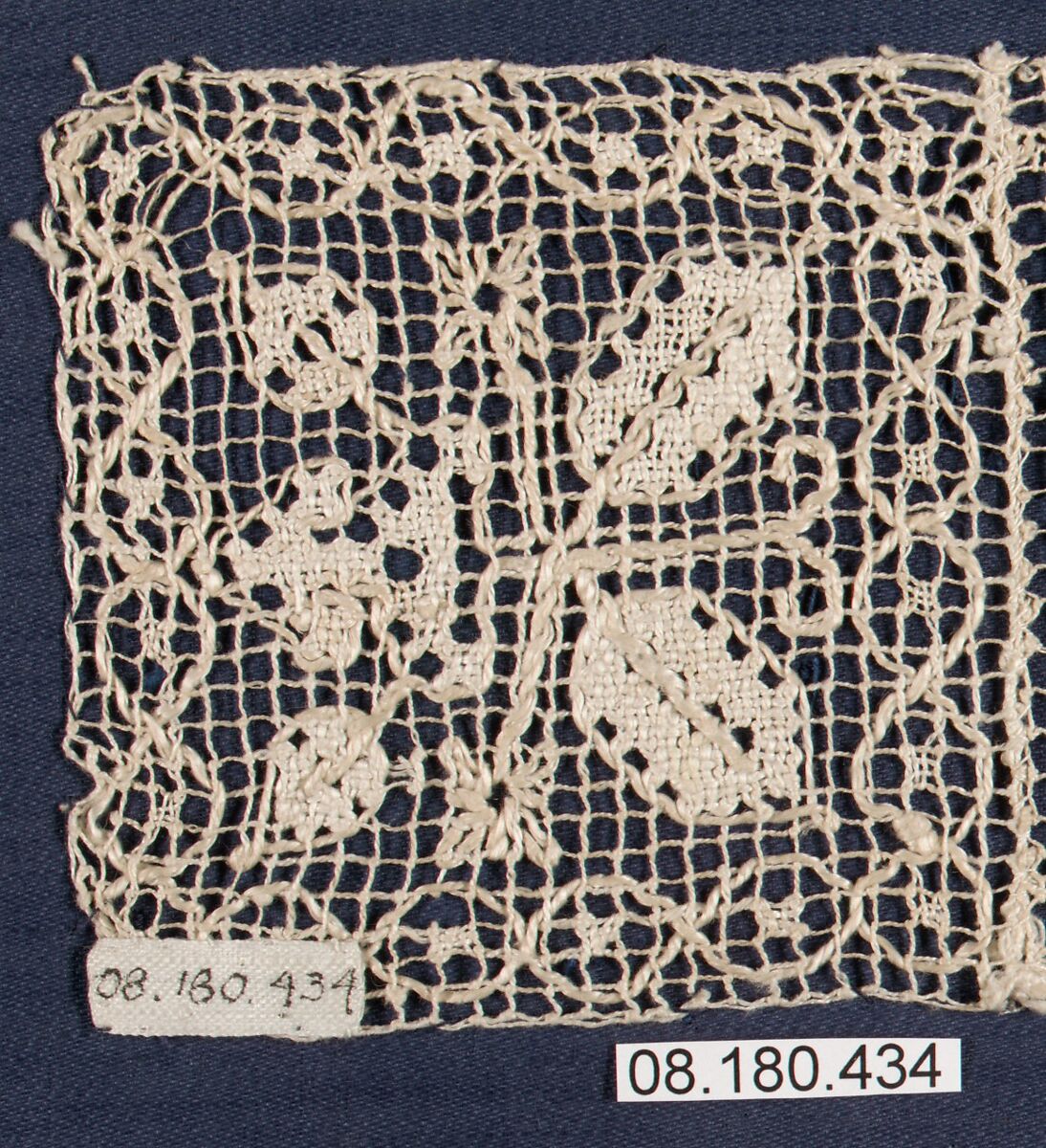 Square, Embroidered net, Italian