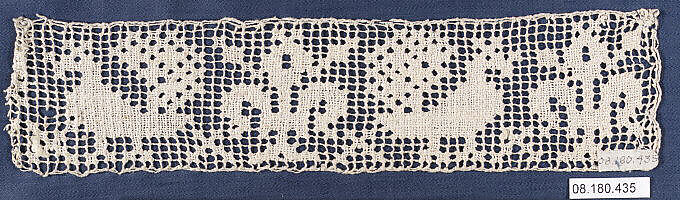 Border, Linen, embroidered net, Italian 