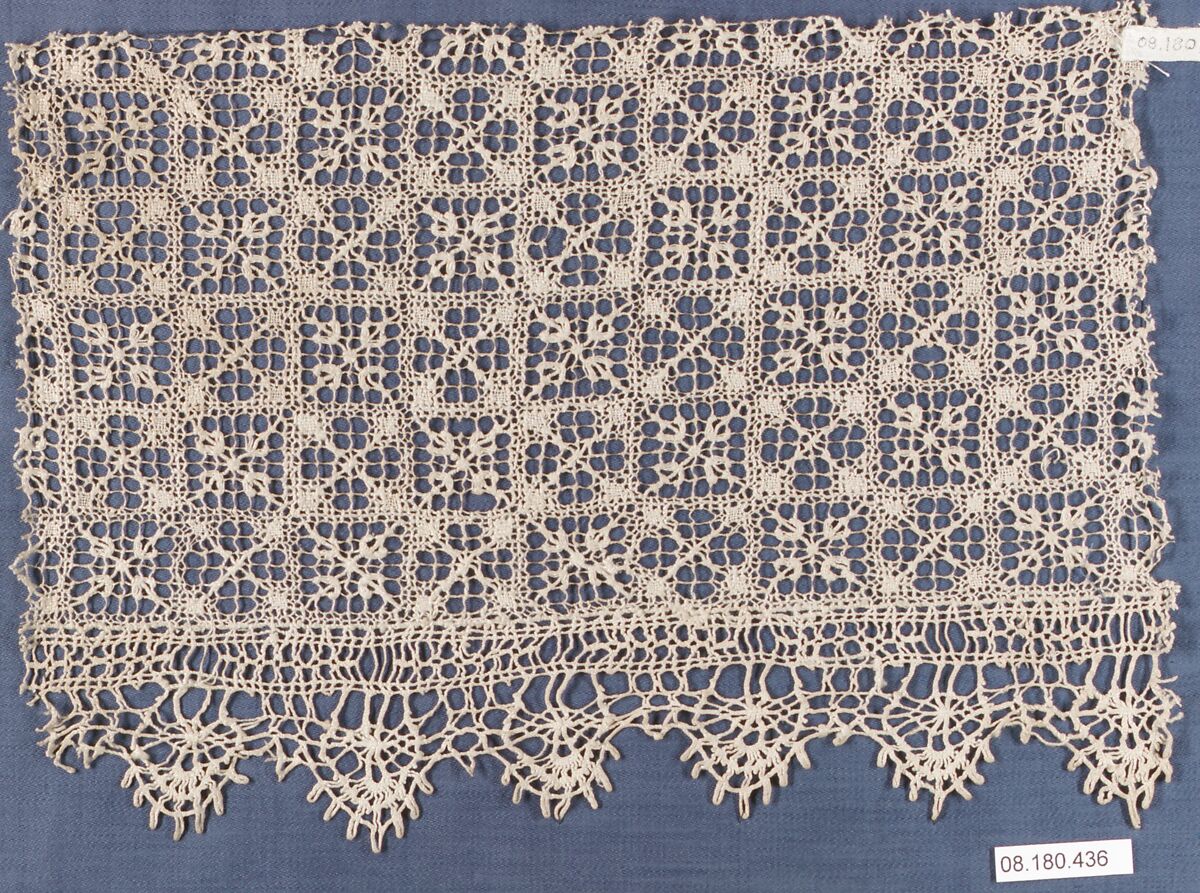 Fragment, Embroidered net, Italian