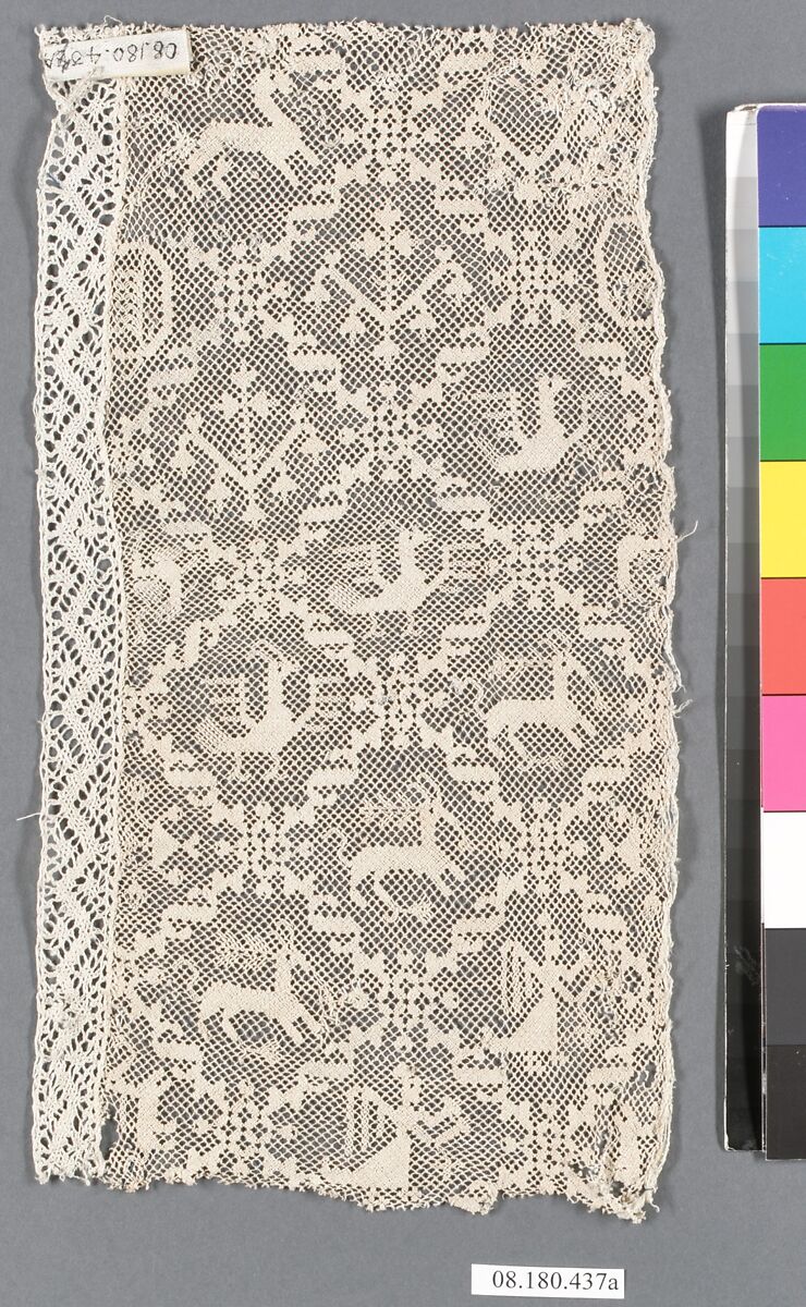 Fragment, Embroidered net, Italian, Florence
