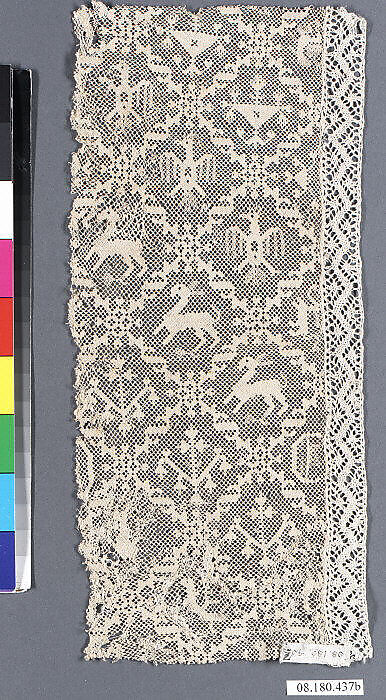 Fragment, Embroidered net, Italian 