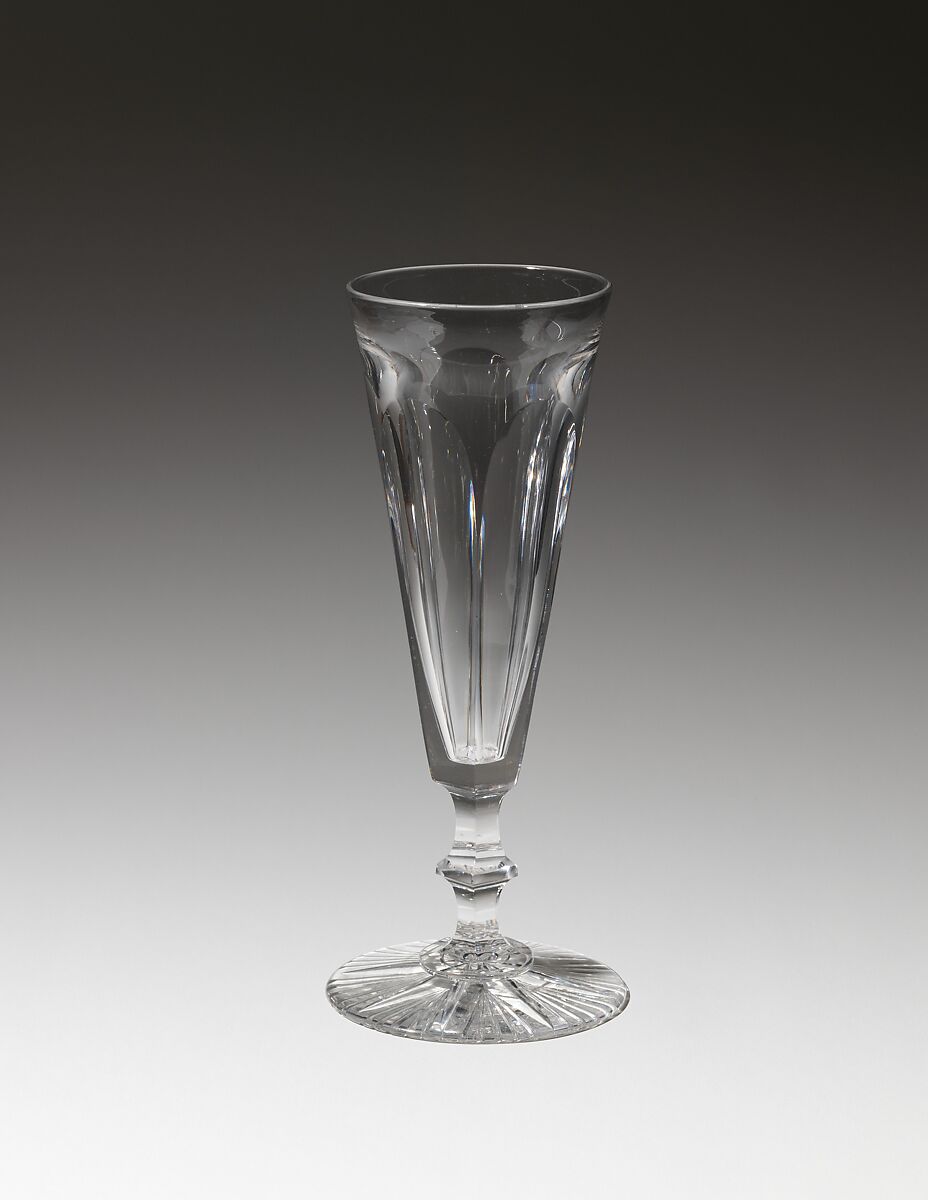 Champagne flute, Jersey Glass Company of George Dummer (1824–1862), blown and cut glass, American 
