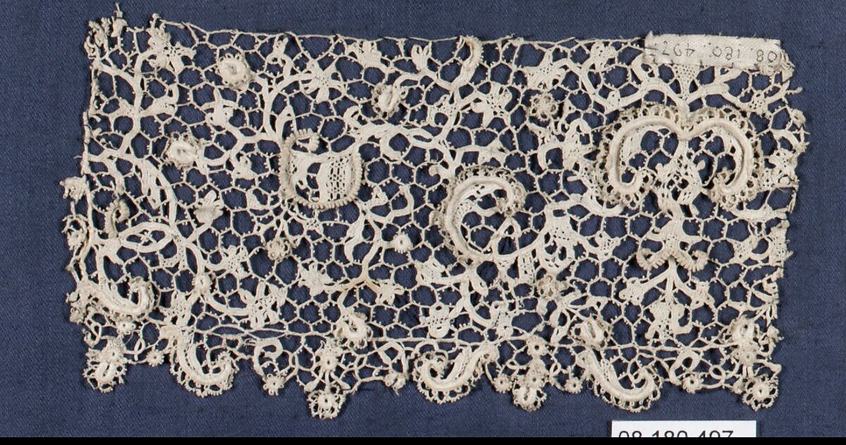 Fragment, Needle lace, Italian, Venice