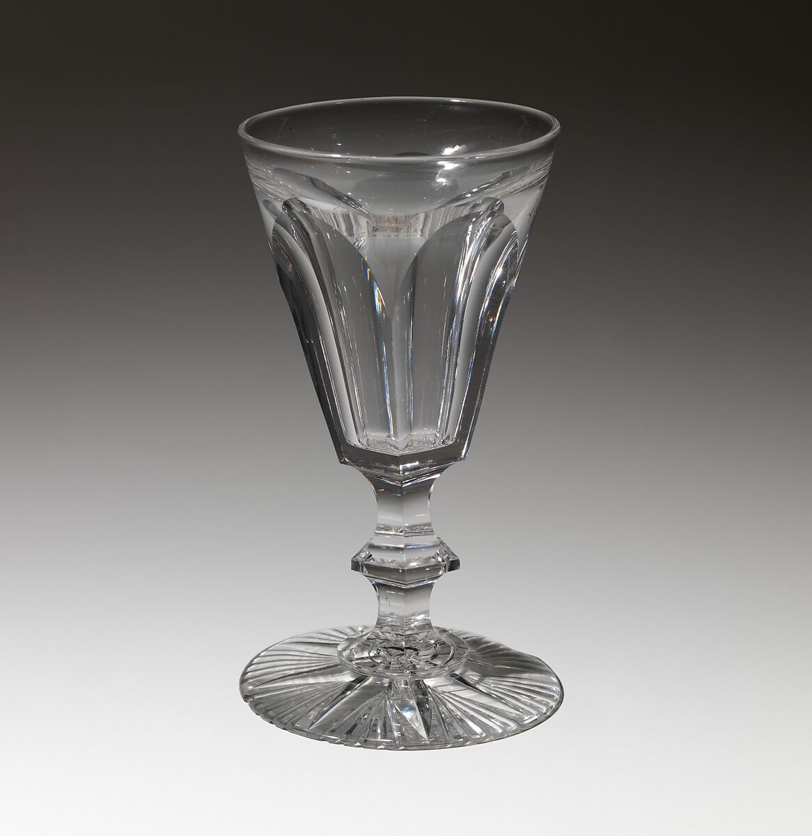 Wine glass, Jersey Glass Company of George Dummer (1824–1862), blown and cut glass, American 