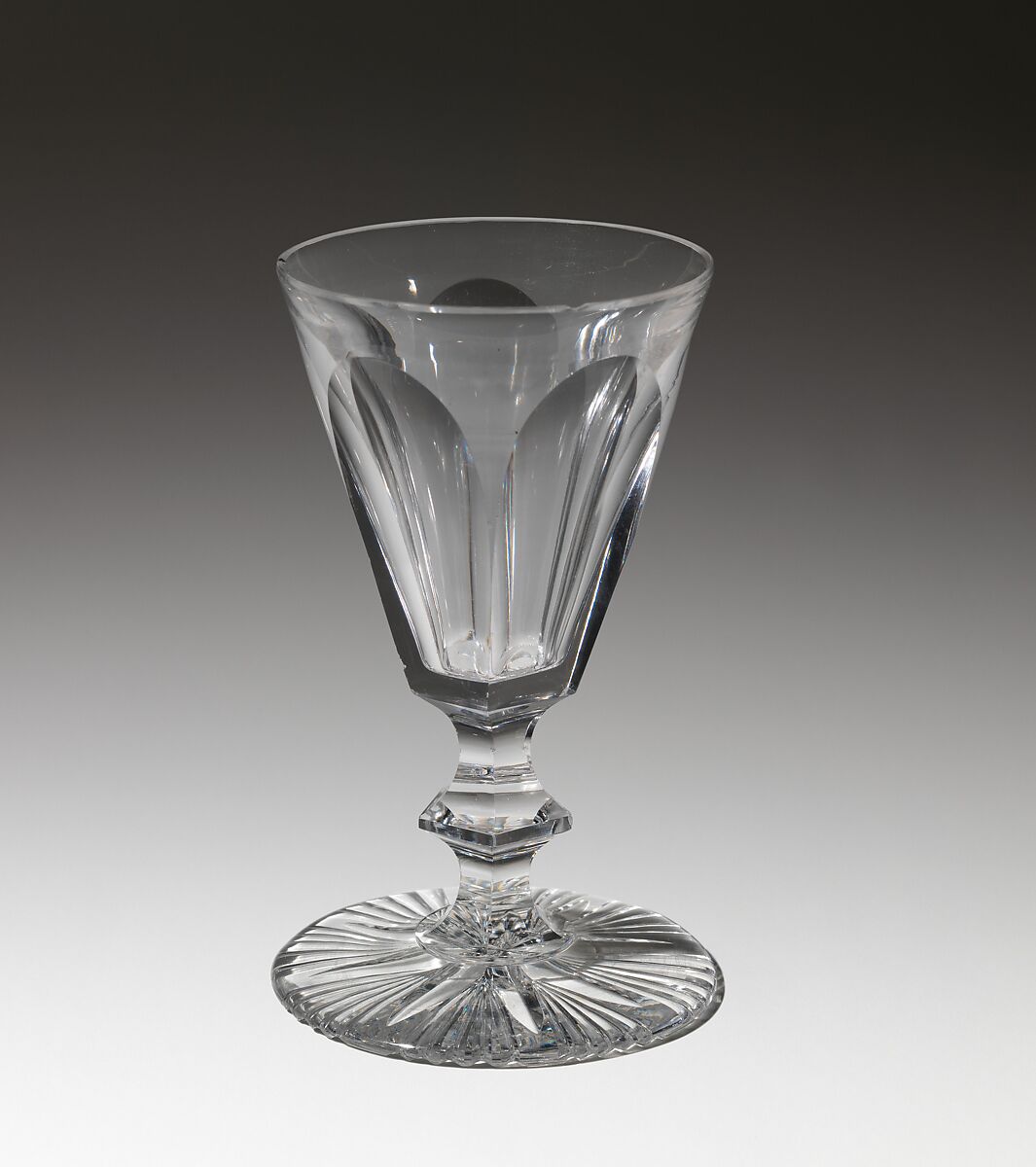Wine glass, Jersey Glass Company of George Dummer (1824–1862), blown and cut glass, American 