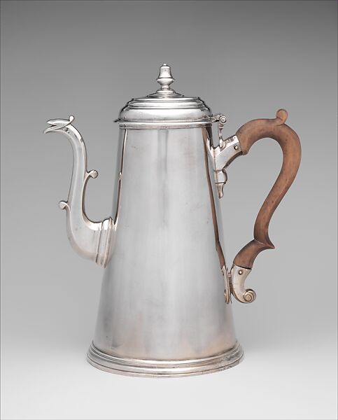 Coffeepot, Marked by I. P., Silver, American 