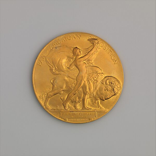 Pan-American Exposition Award Medal, Hermon Atkins MacNeil (American, Everett, Massachusetts 1866–1947 Queens, New York), Gilt bronze, American 