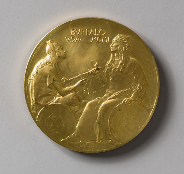 Pan-American Exposition Award Medal, Hermon Atkins MacNeil (American, Everett, Massachusetts 1866–1947 Queens, New York), Gilt bronze, American