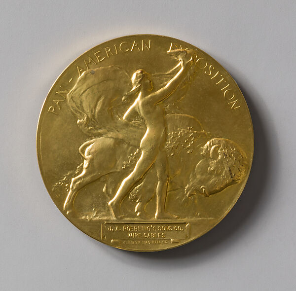 Pan-American Exposition Award Medal, Hermon Atkins MacNeil (American, Everett, Massachusetts 1866–1947 Queens, New York), Gilt bronze, American
